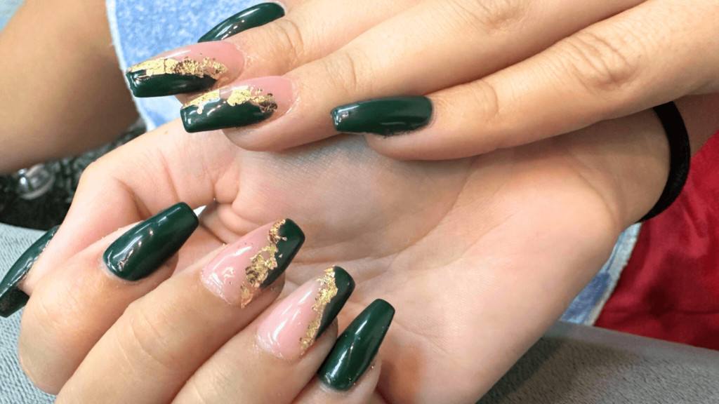Acrylic Emerald Green Nails