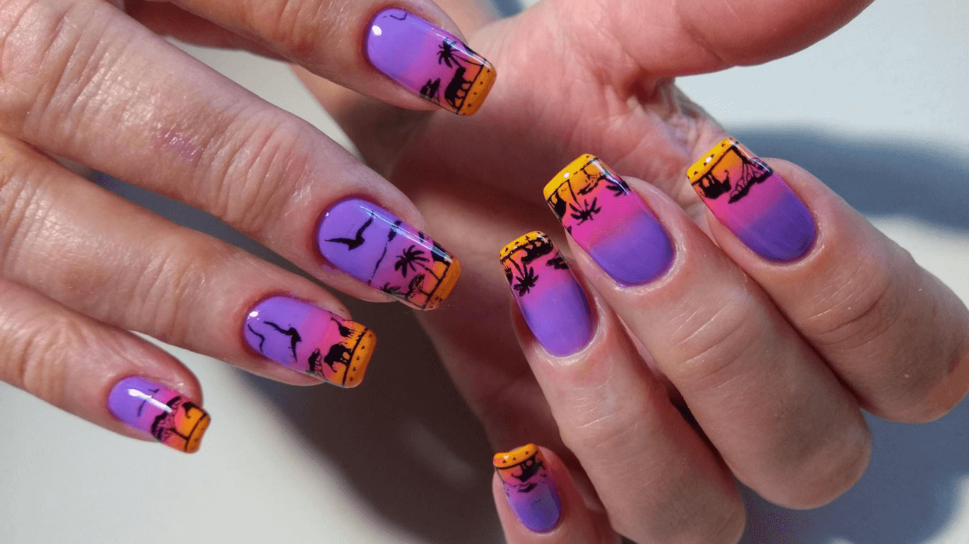 2. Tropical Sunset Nail Art - wide 5