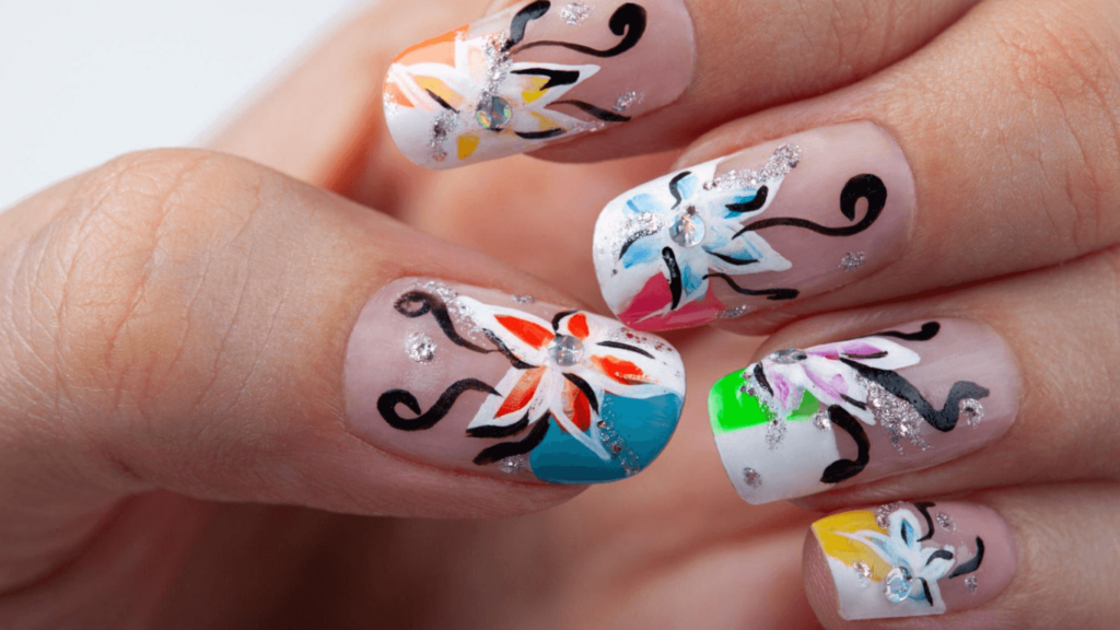 Tropical Beach Themed Nails