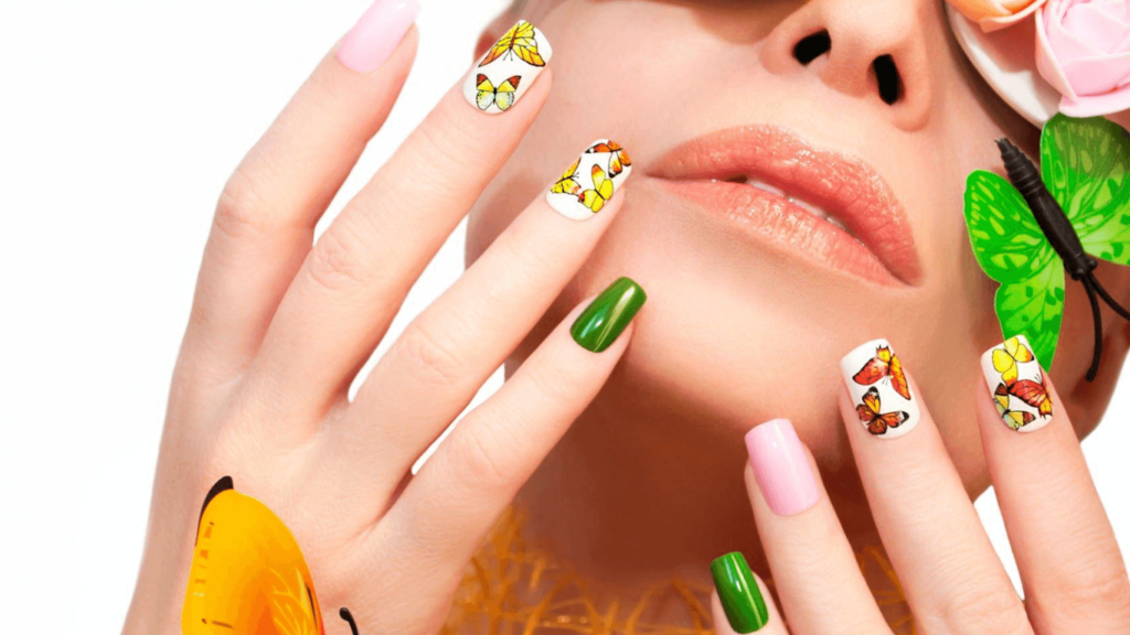 White Butterfly Nails