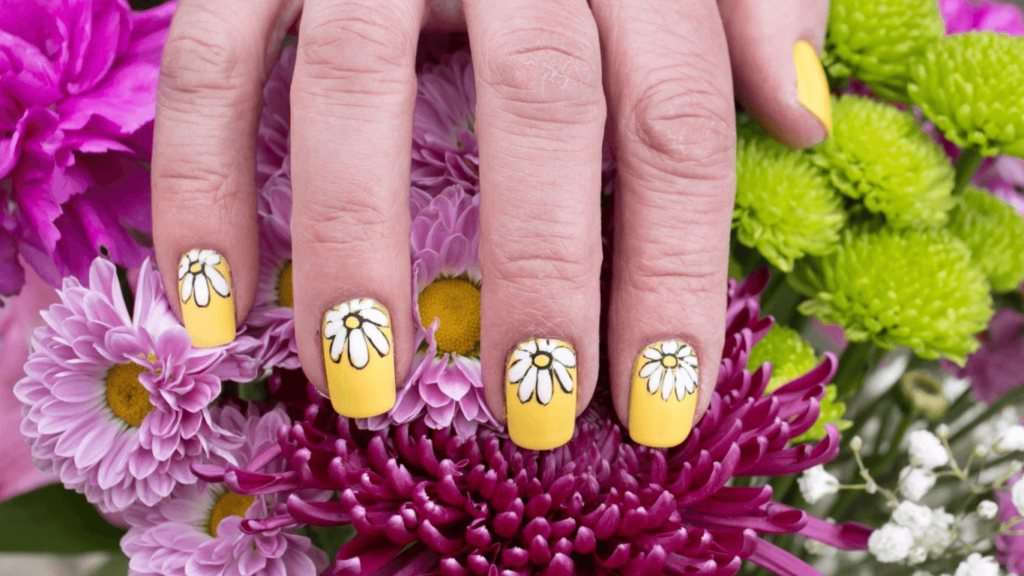 Yellow and White Nails