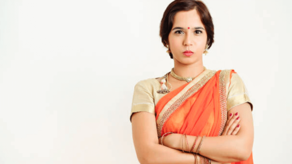 Lipstick with Light Pink Saree