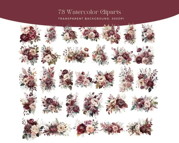 73 Dusty Rose and Burgundy Flowers - Image 3
