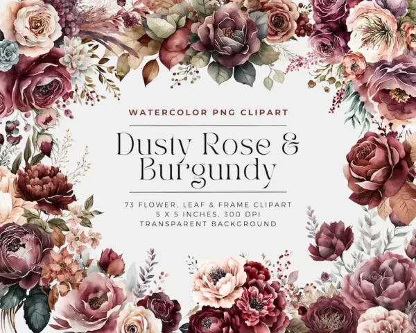 73 Dusty Rose and Burgundy Flowers - Image 2