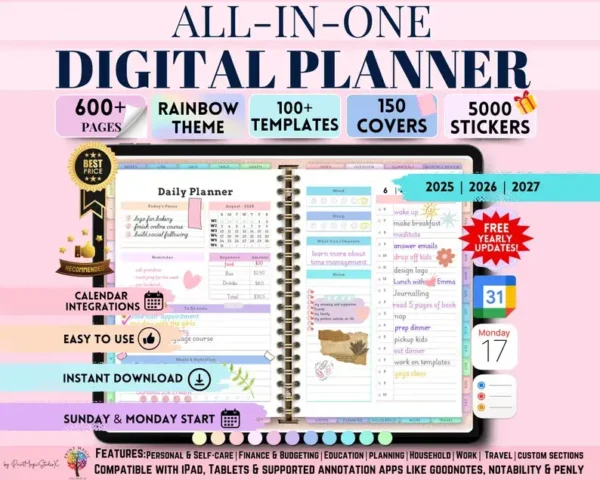 All In One Digital Planner 2025 2026 2027