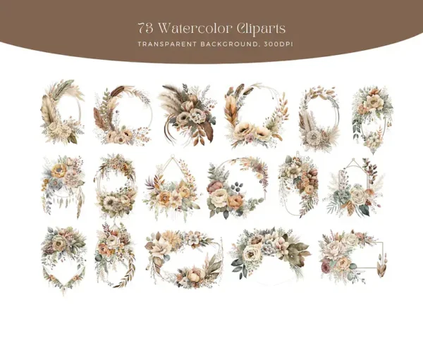 Boho Beige Watercolor Floral Flowers - Image 2
