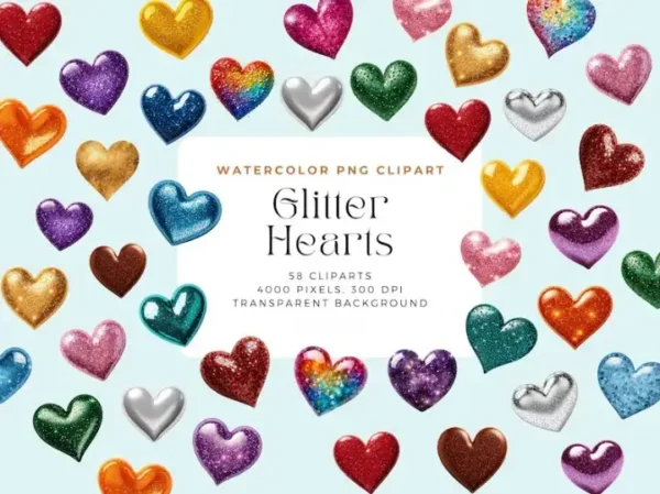 Glitter Heart Faux Glitter Applique