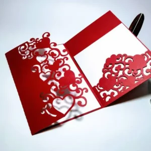 Laser Cut Wedding Invitation Tri Fold Pocket Card