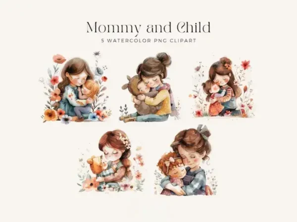 Mother’s Day Clipart Cute Mother and Child - Image 2
