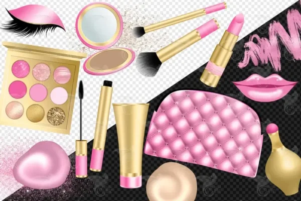 Pink and Gold Cosmetics Clip Art - Image 2