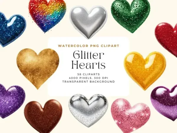 Glitter Heart Faux Glitter Applique - Image 6