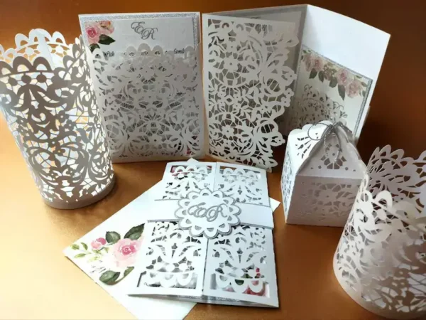 Wedding Invitation Tri Fold Pocket Envelope Gate Fold Card - Image 2