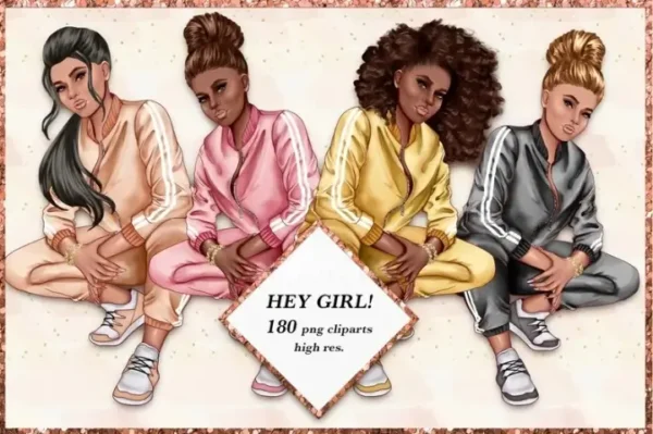 Afro American Fashion Girl Clip Art
