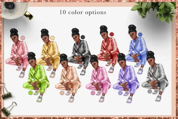 Afro American Fashion Girl Clip Art - Image 4