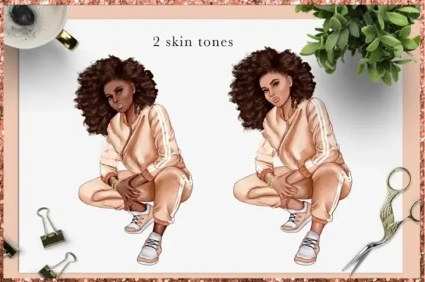 Afro American Fashion Girl Clip Art - Image 3