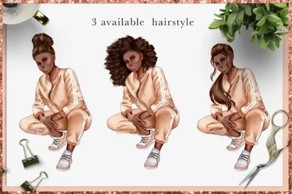 Afro American Fashion Girl Clip Art - Image 2