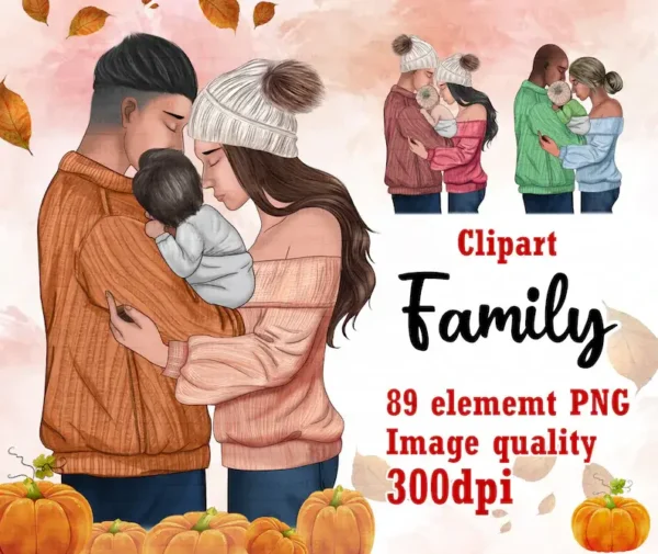 Autumn Family Clipart