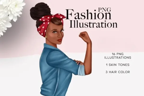Black Girl Fashion Illustration Clip Art