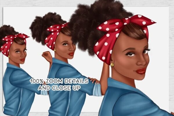 Black Girl Fashion Illustration Clip Art - Image 5
