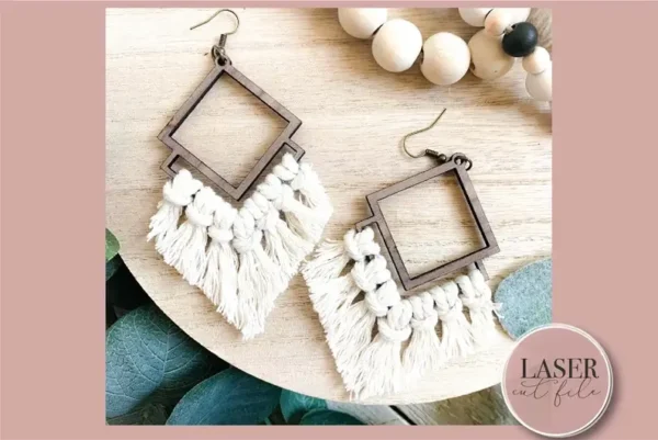 Boho Macrame Laser Earrings svg - Image 4