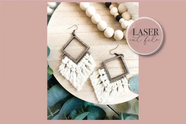 Boho Macrame Laser Earrings svg - Image 3