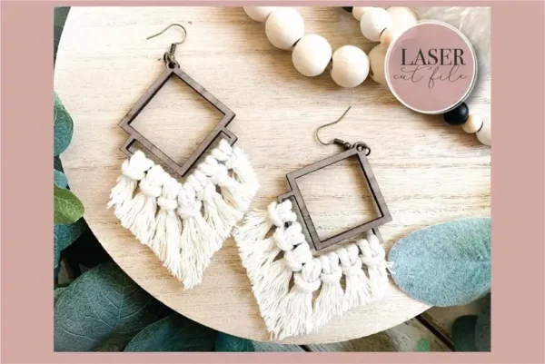 Boho Macrame Laser Earrings svg