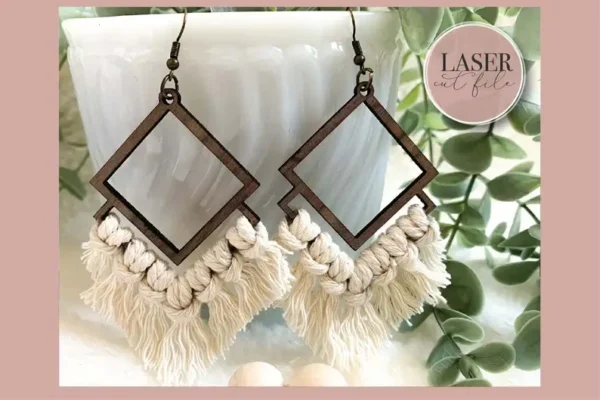 Boho Macrame Laser Earrings svg - Image 2