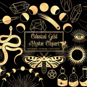 Celestial Gold Mystic Clip Art