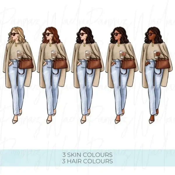 Hand Drawn Coffee Girls Clip Art - Image 3
