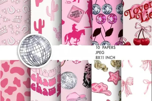 Cowgirl Rodeo Western Digital Paper