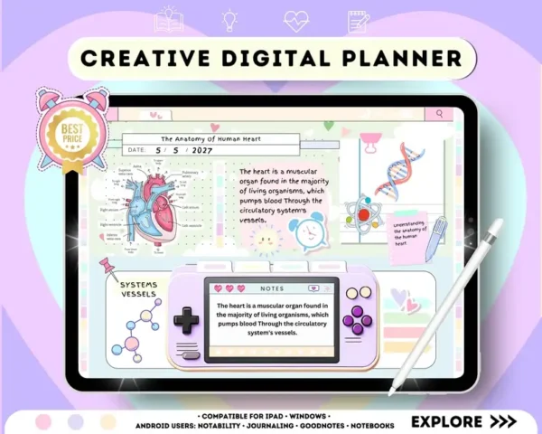 Cute Undated Digital Realistic Planner