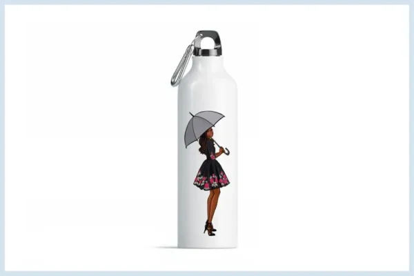 Girls with Umbrellas Dark Skin Fashion Clip Art - Image 6