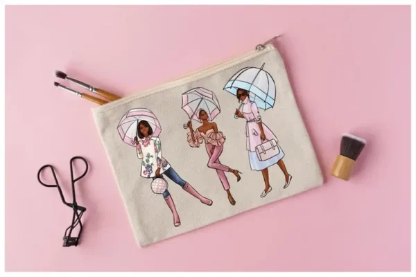 Girls with Umbrellas Dark Skin Fashion Clip Art - Image 8