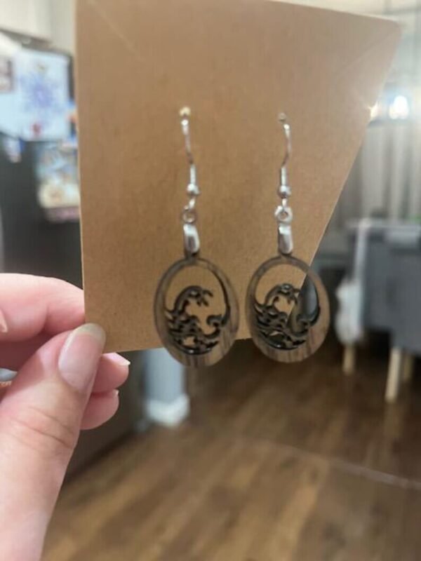 Handcrafted Laser Cut Wooden Earrings - Image 3