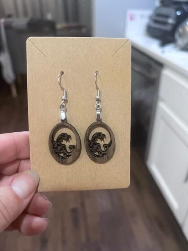 Handcrafted Laser Cut Wooden Earrings - Image 4
