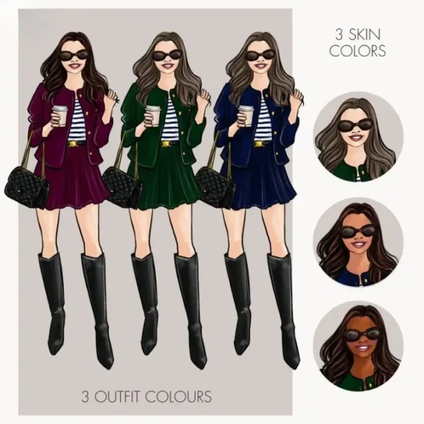 Fall Autumn City Girls Fashion Illustration Clip Art - Image 3