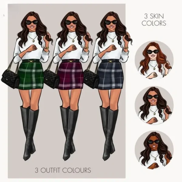 Fall Autumn City Girls Fashion Illustration Clip Art - Image 4