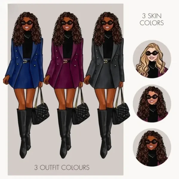 Fall Autumn City Girls Fashion Illustration Clip Art - Image 5