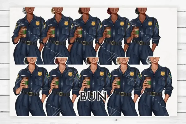 Policewoman Fashion Illustration Clip Art - Image 6
