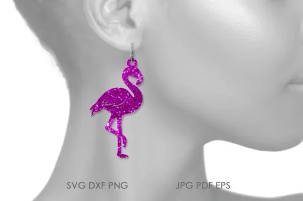Flamingo Earrings SVG - Image 2