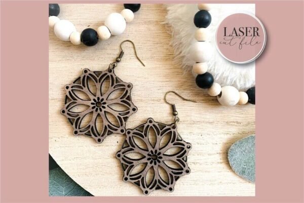 Floral Laser Cut Earrings svg - Image 4