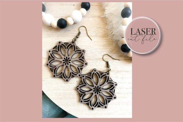 Floral Laser Cut Earrings svg - Image 3
