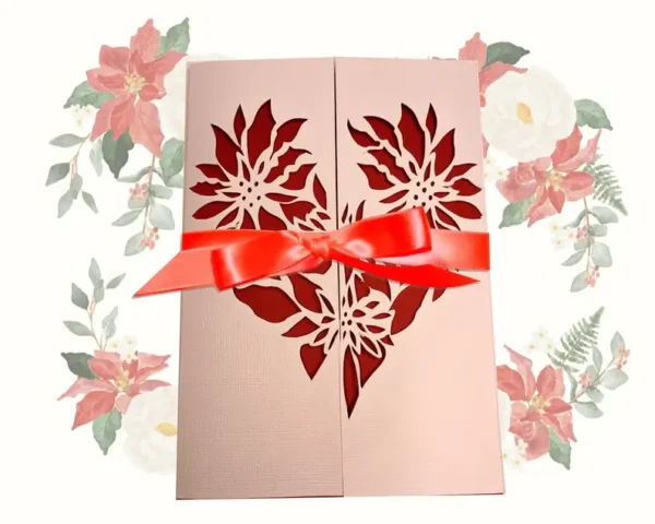 Flower Heart Gate Fold Wedding Card - Image 4