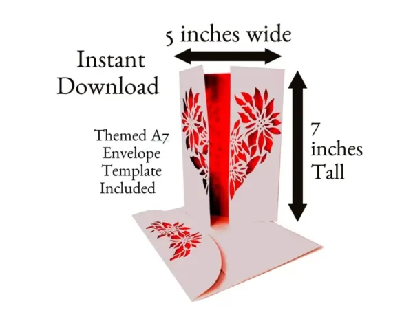 Flower Heart Gate Fold Wedding Card - Image 2