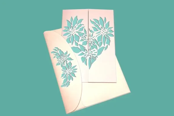 Flower Heart Gate Fold Wedding Card - Image 5