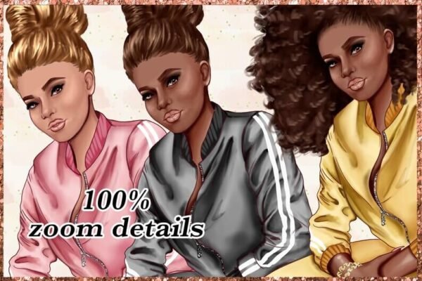 Afro American Fashion Girl Clip Art - Image 8