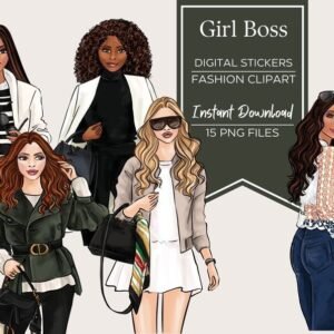 Girl Boss Fashion illustration clipart