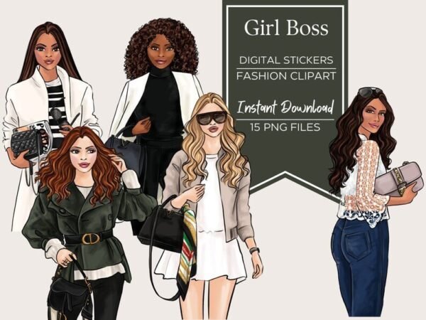 Girl Boss Fashion illustration clipart