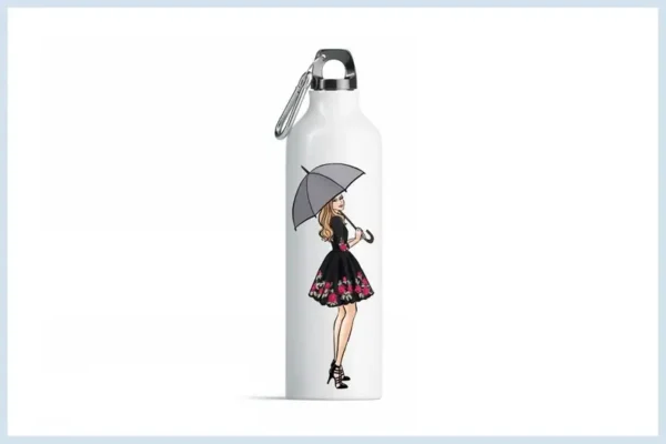 Girls with Umbrellas Light Skin Fashion Clipart - Image 5