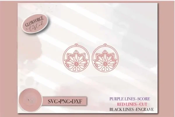 Glowforge Floral Laser Cut Earring - Image 2